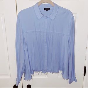 Topshop Periwinkle Frayed Blouse